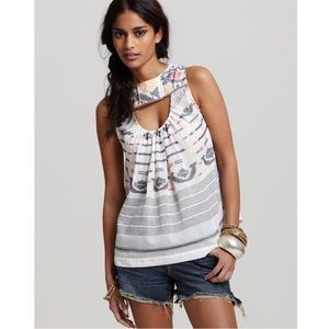 NWT Free People Cutout Tank Southwestern New Romantics Sleeveless Boho Top Small